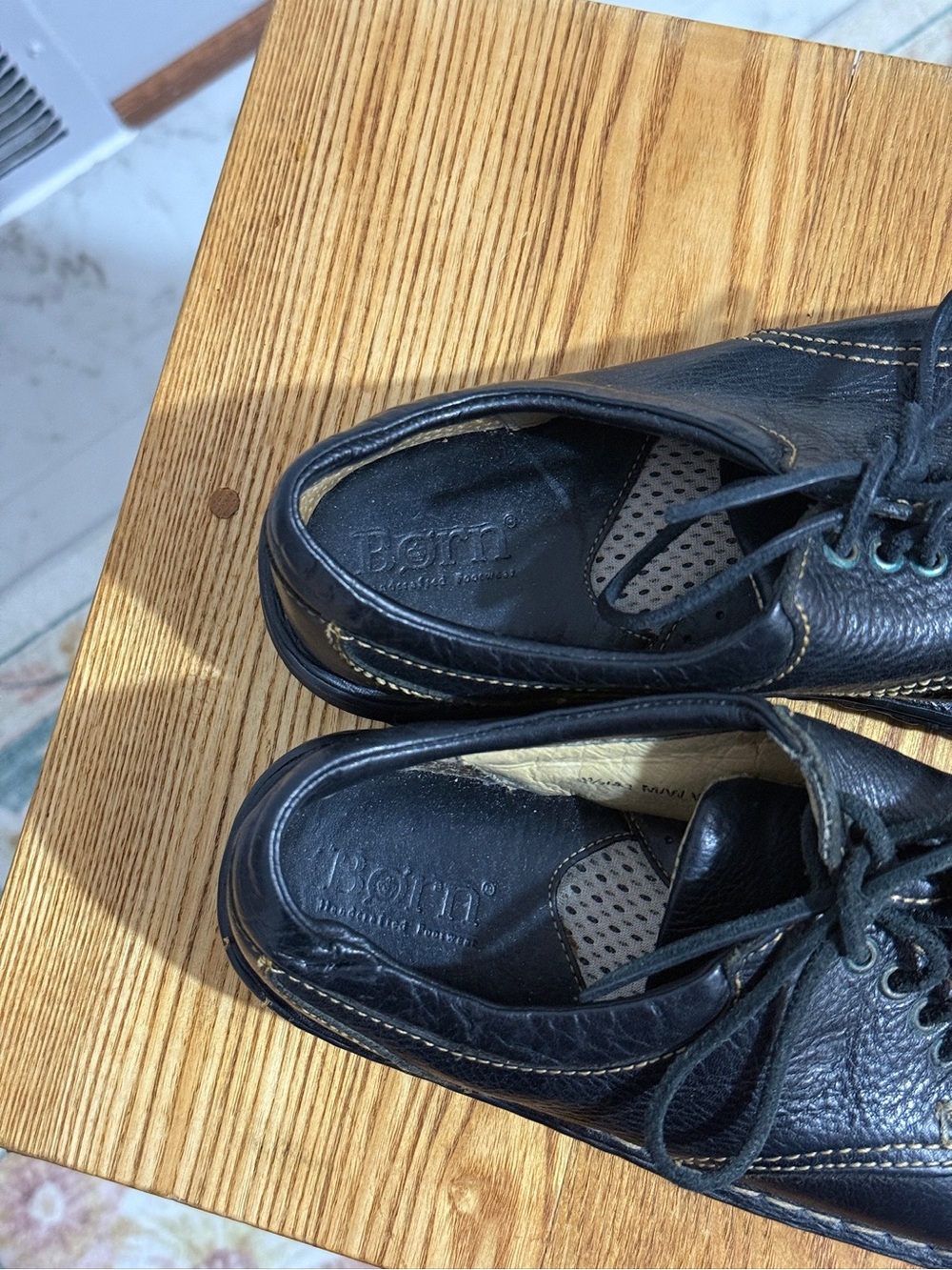 Born Shoes Womens 9.5 Black Leather Lace Up Comfort Oxford Casual Walking Shoes - Picture 10 of 13